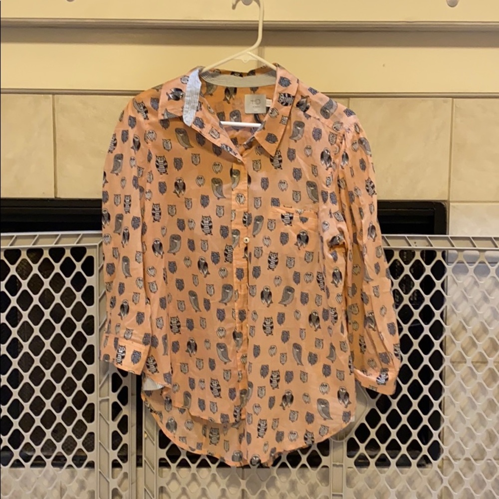 Anthropologie Button Down Owl Shirt